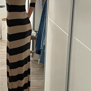 H&M Black and Tan Striped Long Sleeve Dress